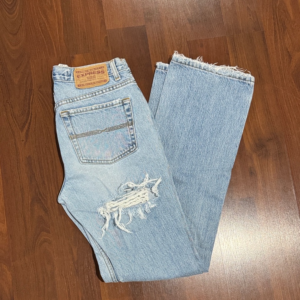 Vintage Express low rise  Light Blue Women's Boot Cut Jeans Y2K